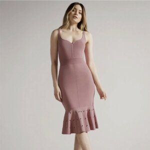 Ted Baker London Emesta Needle Stitch Detailed Hem Mid-pink Size 1